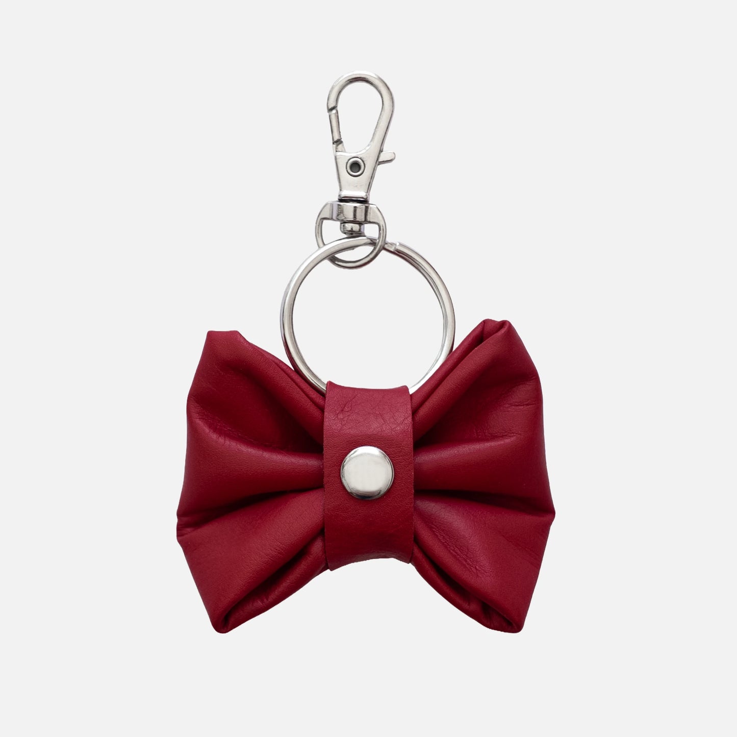 'BOWTIE' CALFSKIN LEATHER BAG CHARM IN RED