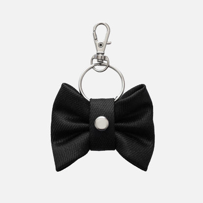 'BOWTIE' DENIM BAG CHARM IN WAXED BLACK