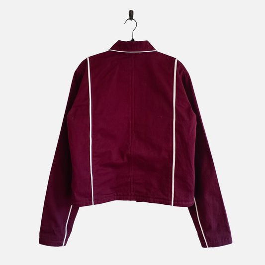 'COURTNEY' BIAS TAPE TWILL JACKET IN WINE