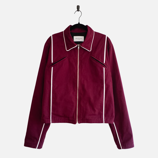 'COURTNEY' BIAS TAPE TWILL JACKET IN WINE