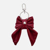 'BOW RIBBON' CALFSKIN LEATHER BAG CHARM IN RED
