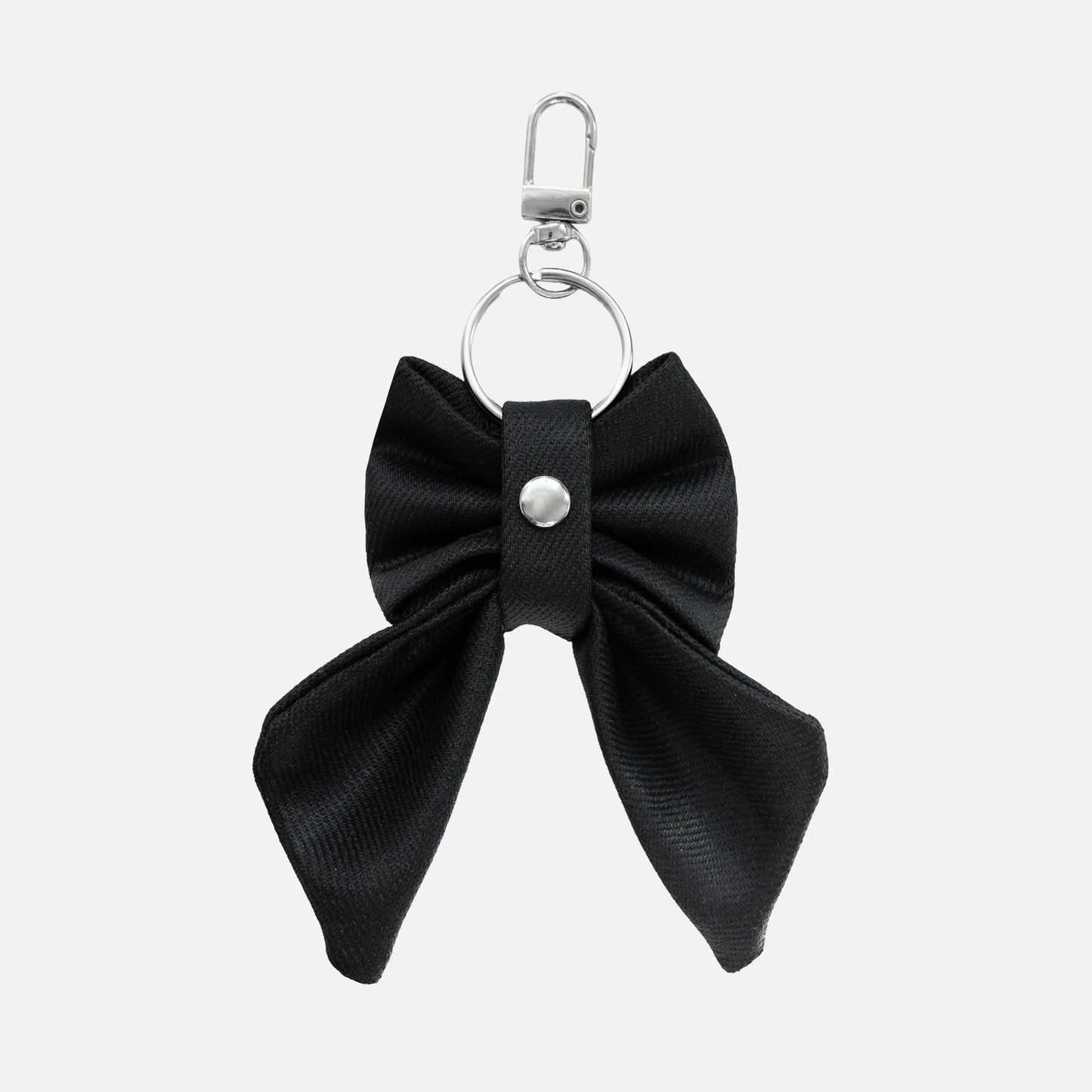 'BOW RIBBON' DENIM BAG CHARM IN WAXED BLACK