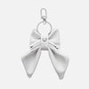 'BOW RIBBON' CALFSKIN LEATHER BAG CHARM IN WHITE