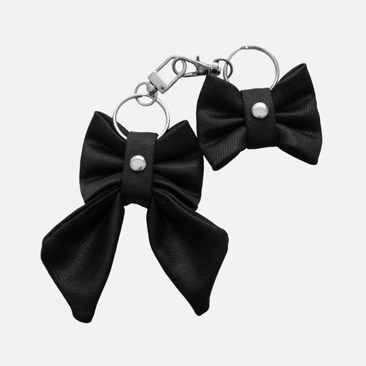 'BOWTIE' DENIM BAG CHARM IN WAXED BLACK
