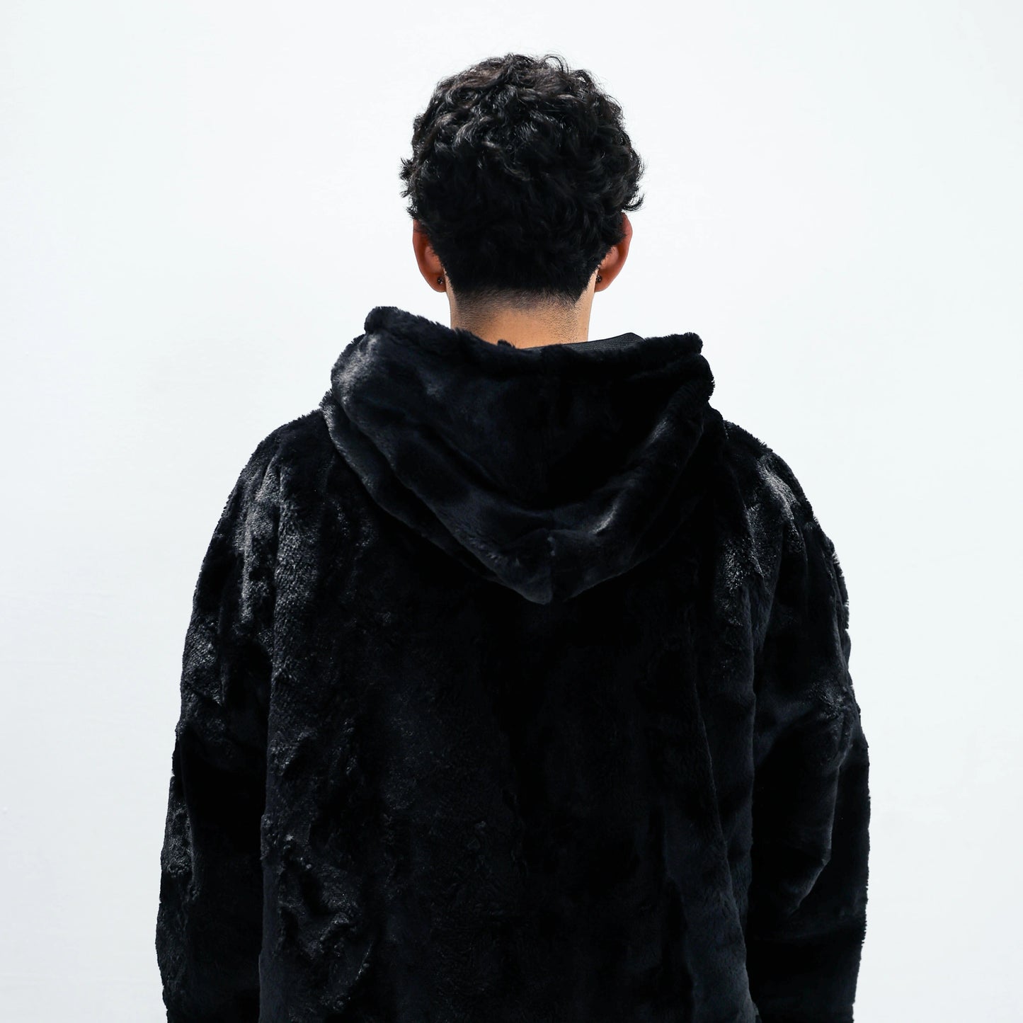 'AMNESIA' OVERSIZED FAUX FUR PULLOVER HOODIE