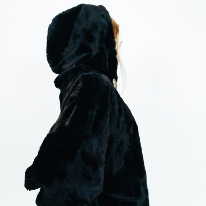 'AMNESIA' OVERSIZED FAUX FUR PULLOVER HOODIE