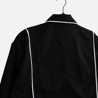 'COURTNEY' BIAS TAPE TWILL JACKET IN BLACK
