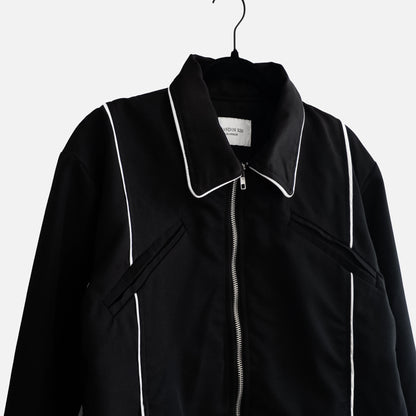 'COURTNEY' BIAS TAPE TWILL JACKET IN BLACK