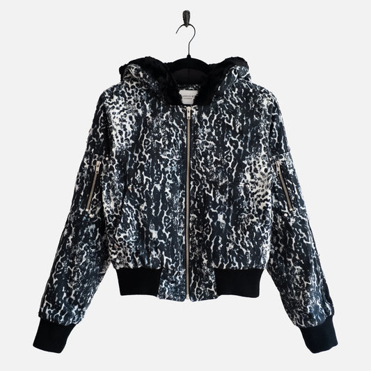 'WITCH HOUSE' JAGUAR PRINT HOODED BOMBER JACKET