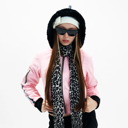 'WITCH HOUSE' PINK TWILL HOODED BOMBER JACKET