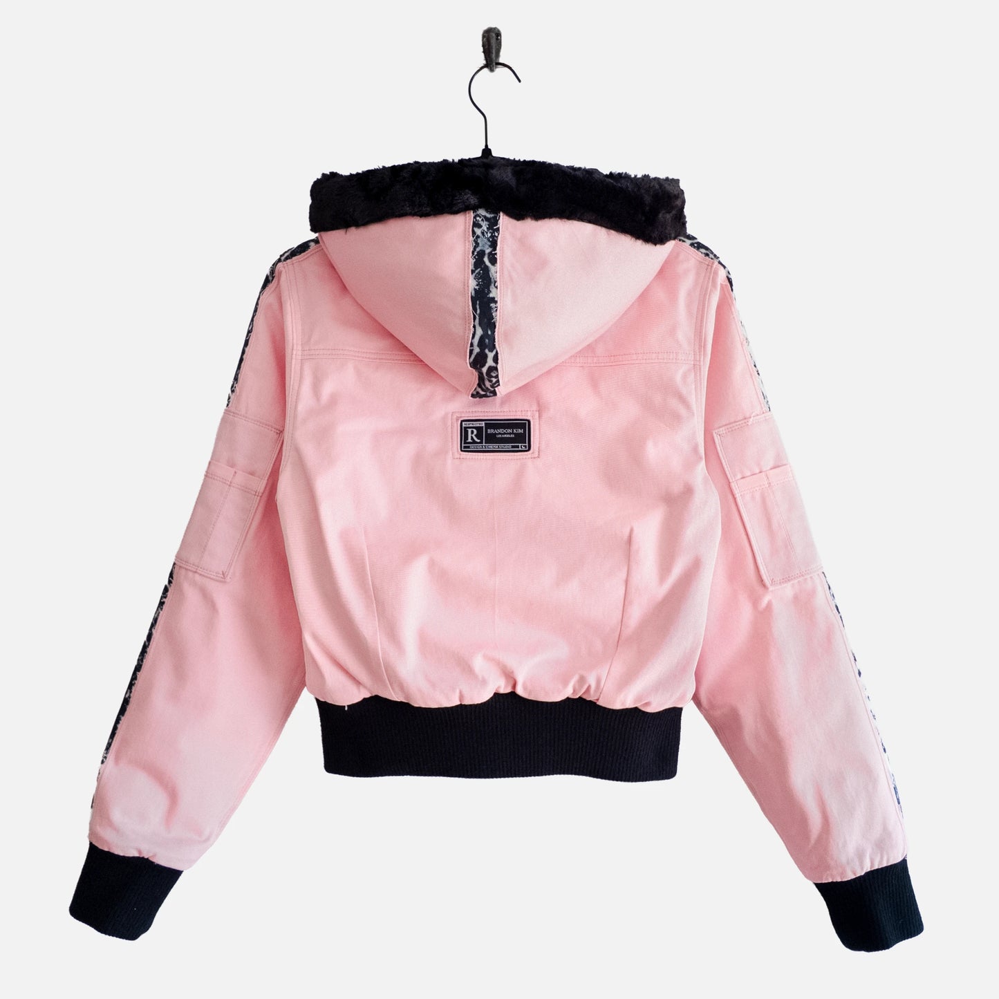 'WITCH HOUSE' PINK TWILL HOODED BOMBER JACKET