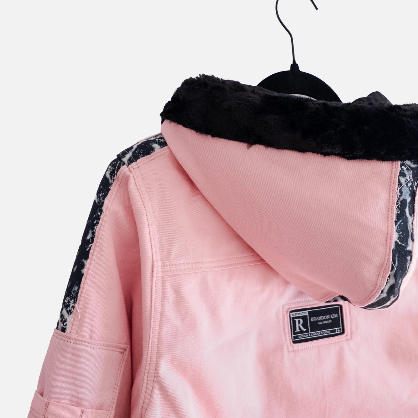 'WITCH HOUSE' PINK TWILL HOODED BOMBER JACKET